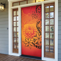 French Polynesia Manta Ray Tattoo Door Cover Tahiti Hahalua Tiare Maori Gradient Style LT14 - Polynesian Pride