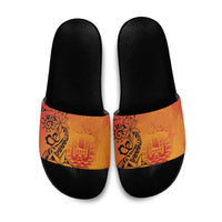 French Polynesia Manta Ray Tattoo Slide Sandals Tahiti Hahalua Tiare Maori Gradient Style