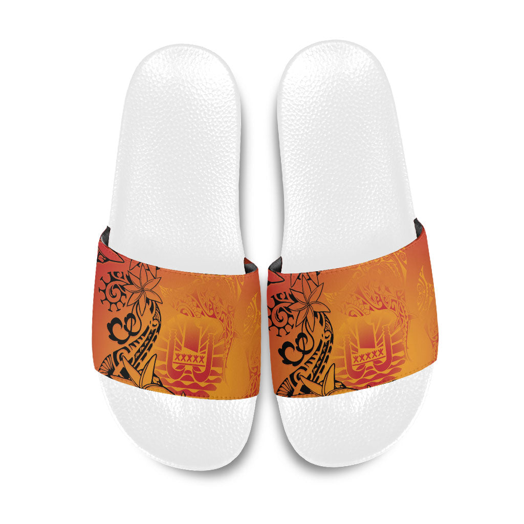 French Polynesia Manta Ray Tattoo Slide Sandals Tahiti Hahalua Tiare Maori Gradient Style