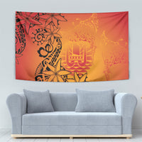 French Polynesia Manta Ray Tattoo Tapestry Tahiti Hahalua Tiare Maori Gradient Style LT14 - Polynesian Pride