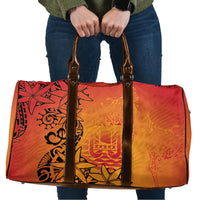 French Polynesia Manta Ray Tattoo Travel Bag Tahiti Hahalua Tiare Maori Gradient Style LT14 Orange - Polynesian Pride