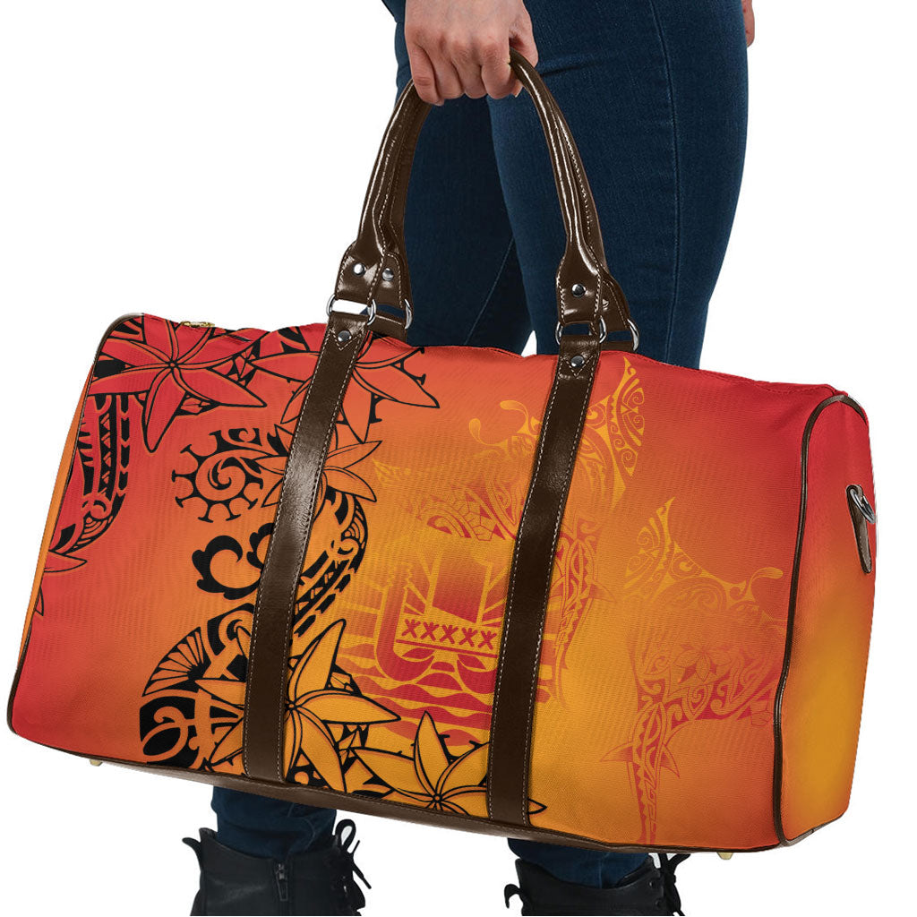 French Polynesia Manta Ray Tattoo Travel Bag Tahiti Hahalua Tiare Maori Gradient Style LT14 - Polynesian Pride