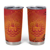 French Polynesia Manta Ray Tattoo Tumbler Cup Tahiti Hahalua Tiare Maori Gradient Style LT14 Orange - Polynesian Pride