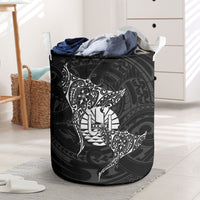 French Polynesia Manta Ray Tattoo Laundry Basket Tahiti Hahalua Turtle Shark Black Color LT14 Black - Polynesian Pride