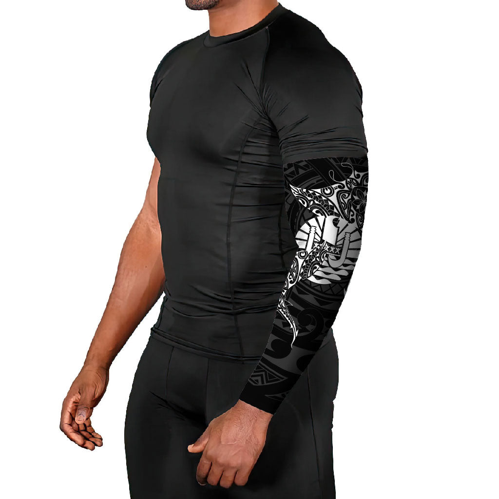 French Polynesia Manta Ray Tattoo Arm Sleeves Tahiti Hahalua Turtle Shark Black Color LT14 - Polynesian Pride