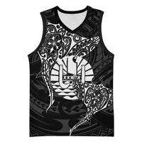 French Polynesia Manta Ray Tattoo Basketball Jersey Tahiti Hahalua Turtle Shark Black Color