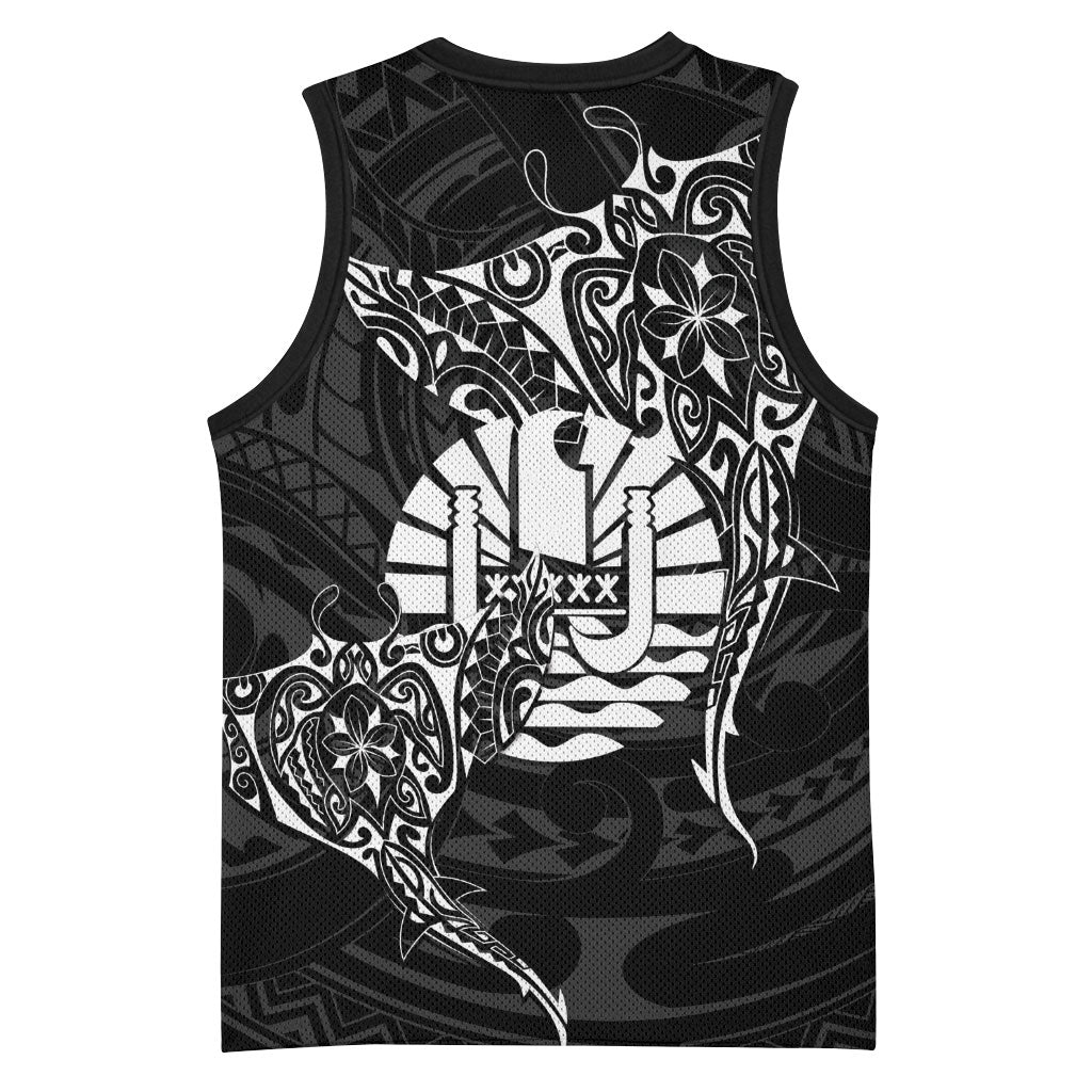 French Polynesia Manta Ray Tattoo Basketball Jersey Tahiti Hahalua Turtle Shark Black Color