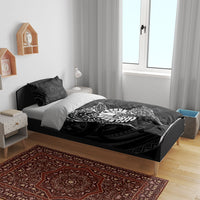 French Polynesia Manta Ray Tattoo Bedding Set Tahiti Hahalua Turtle Shark Black Color LT14 - Polynesian Pride