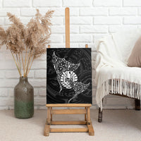French Polynesia Manta Ray Tattoo Canvas Wall Art Tahiti Hahalua Turtle Shark Black Color LT14 - Polynesian Pride