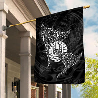 French Polynesia Manta Ray Tattoo Garden Flag Tahiti Hahalua Turtle Shark Black Color LT14 House Flag Black - Polynesian Pride