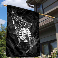 French Polynesia Manta Ray Tattoo Garden Flag Tahiti Hahalua Turtle Shark Black Color LT14 - Polynesian Pride