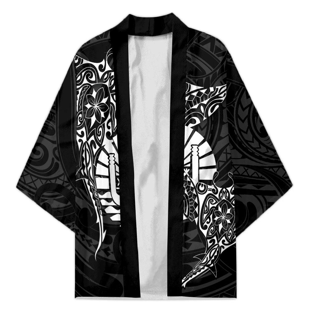 French Polynesia Manta Ray Tattoo Kimono Tahiti Hahalua Turtle Shark Black Color