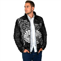 French Polynesia Manta Ray Tattoo Padded Jacket Tahiti Hahalua Turtle Shark Black Color LT14 - Polynesian Pride