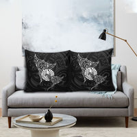 French Polynesia Manta Ray Tattoo Pillow Cover Tahiti Hahalua Turtle Shark Black Color LT14 - Polynesian Pride