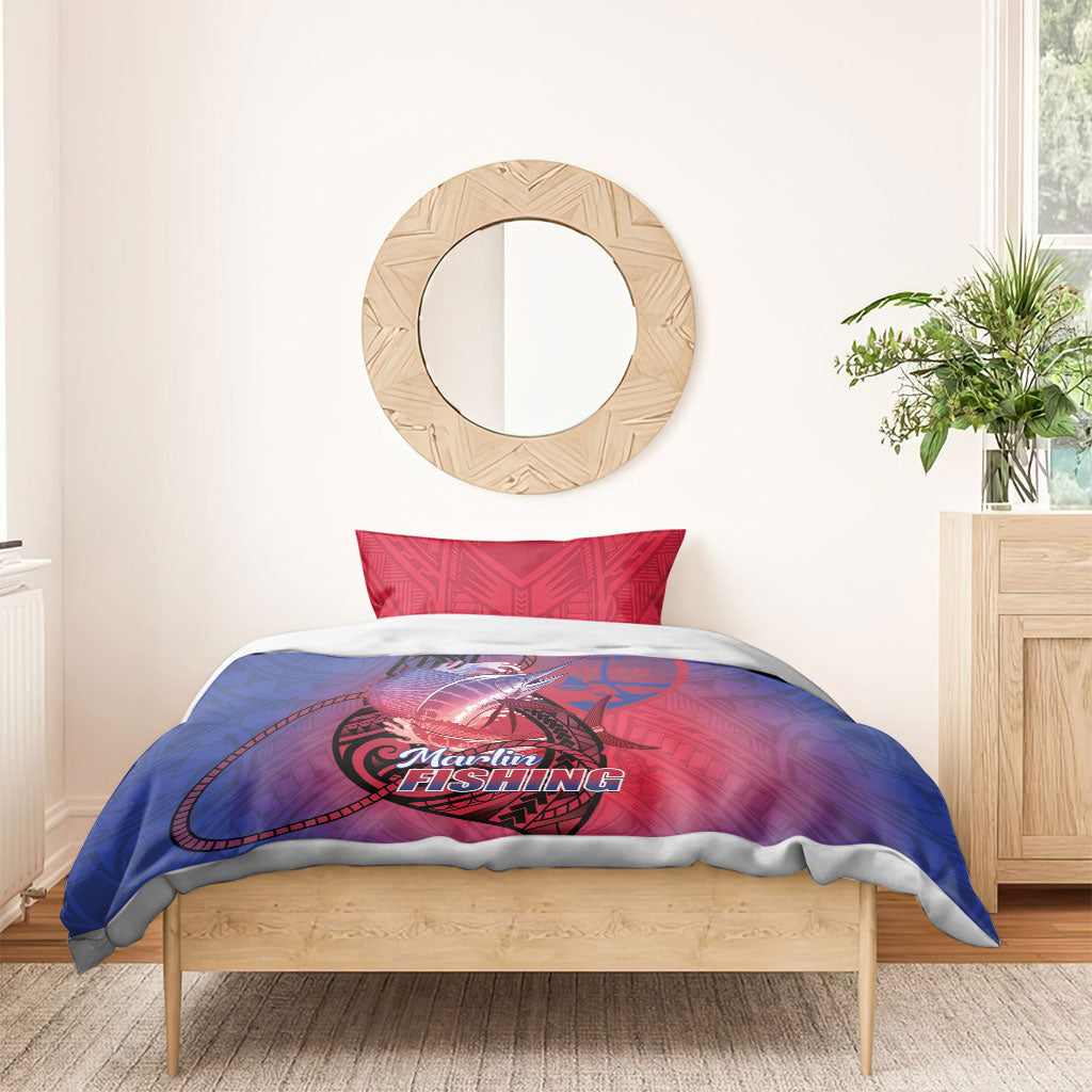 Guam Blue Marlin Fishing Bedding Set Guahan Fish Hook Tattoo LT14 - Polynesian Pride