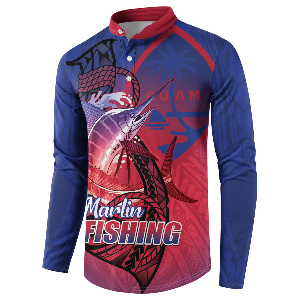 Guam Blue Marlin Fishing Button Sweatshirt Guahan Fish Hook Tattoo
