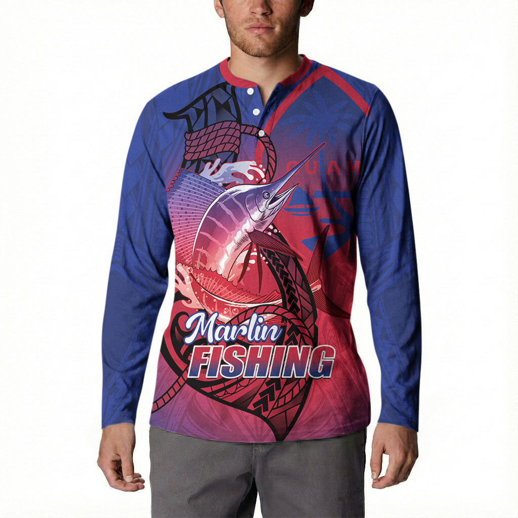 Guam Blue Marlin Fishing Button Sweatshirt Guahan Fish Hook Tattoo