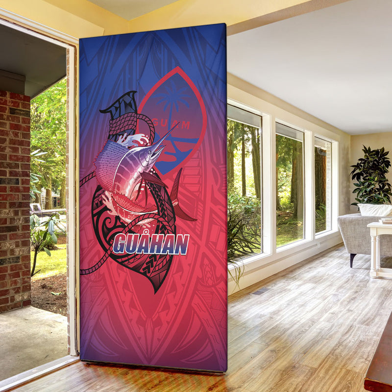 Guam Blue Marlin Fishing Door Cover Guahan Fish Hook Tattoo 