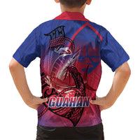 Guam Blue Marlin Fishing Family Matching Short Sleeve Bodycon Dress and Hawaiian Shirt Guahan Fish Hook Tattoo