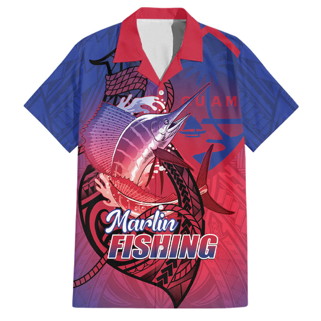 Guam Blue Marlin Fishing Family Matching Short Sleeve Bodycon Dress and Hawaiian Shirt Guahan Fish Hook Tattoo
