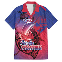 Guam Blue Marlin Fishing Family Matching Short Sleeve Bodycon Dress and Hawaiian Shirt Guahan Fish Hook Tattoo