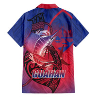 Guam Blue Marlin Fishing Family Matching Short Sleeve Bodycon Dress and Hawaiian Shirt Guahan Fish Hook Tattoo