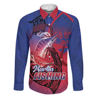 Guam Blue Marlin Fishing Family Matching Short Sleeve Bodycon Dress and Hawaiian Shirt Guahan Fish Hook Tattoo