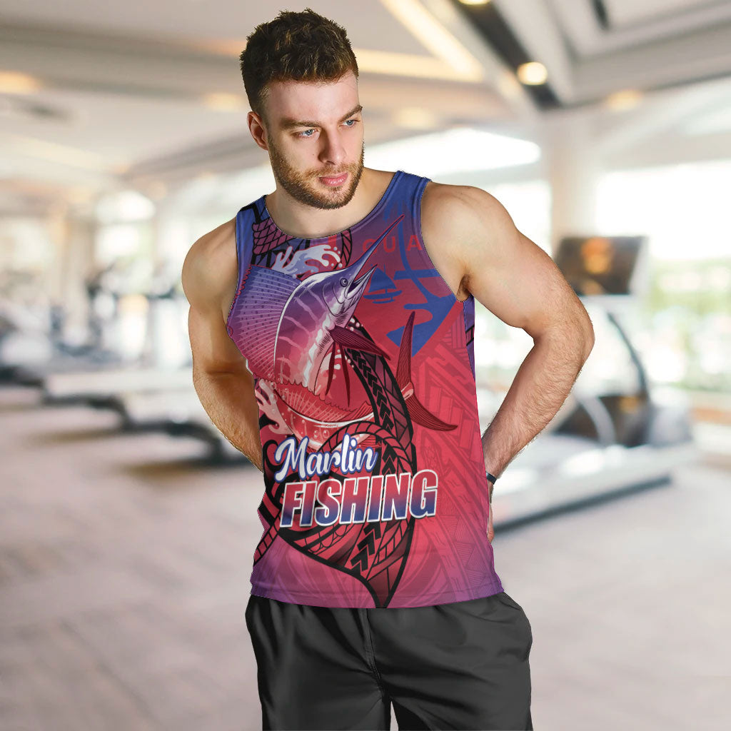 Guam Blue Marlin Fishing Men Tank Top Guahan Fish Hook Tattoo