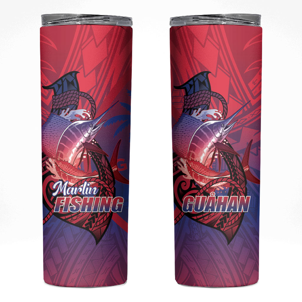 Guam Blue Marlin Fishing Skinny Tumbler Guahan Fish Hook Tattoo
