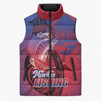 Guam Blue Marlin Fishing Sleeveless Puffer Jacket Guahan Fish Hook Tattoo LT14 Unisex Blue - Polynesian Pride