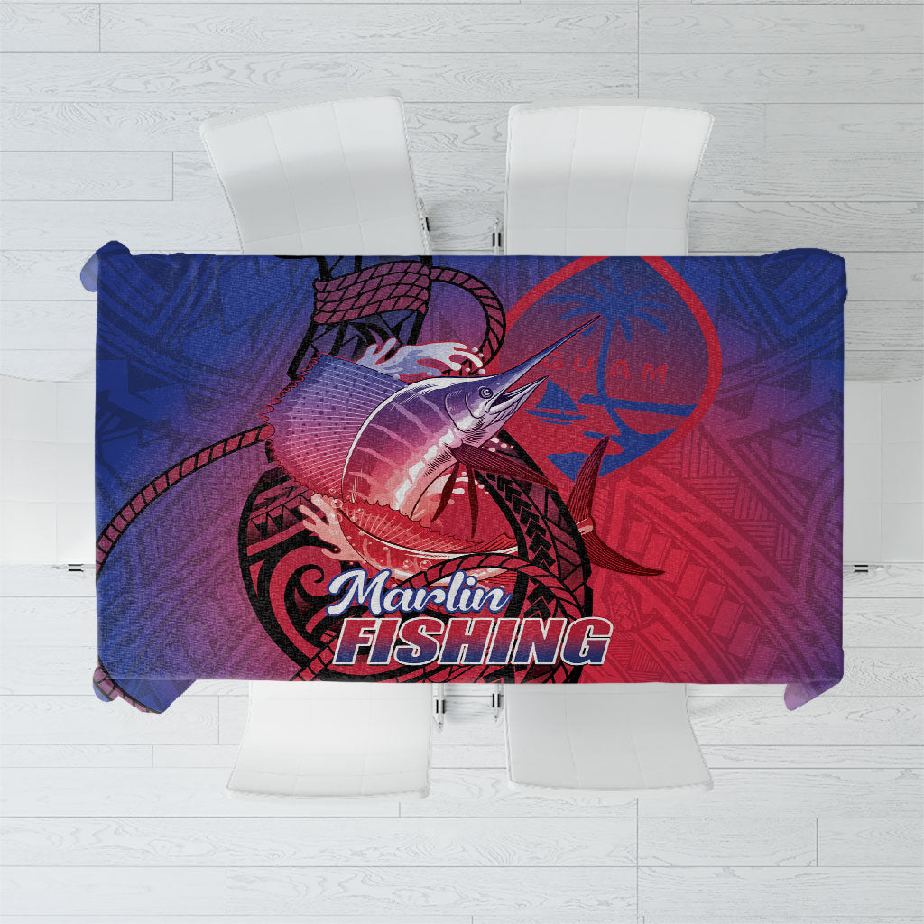 Guam Blue Marlin Fishing Tablecloth Guahan Fish Hook Tattoo