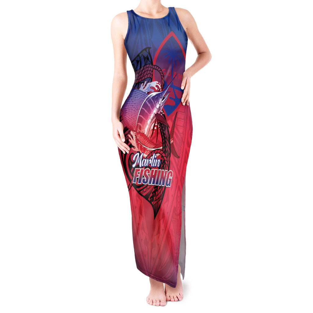 Guam Blue Marlin Fishing Tank Maxi Dress Guahan Fish Hook Tattoo