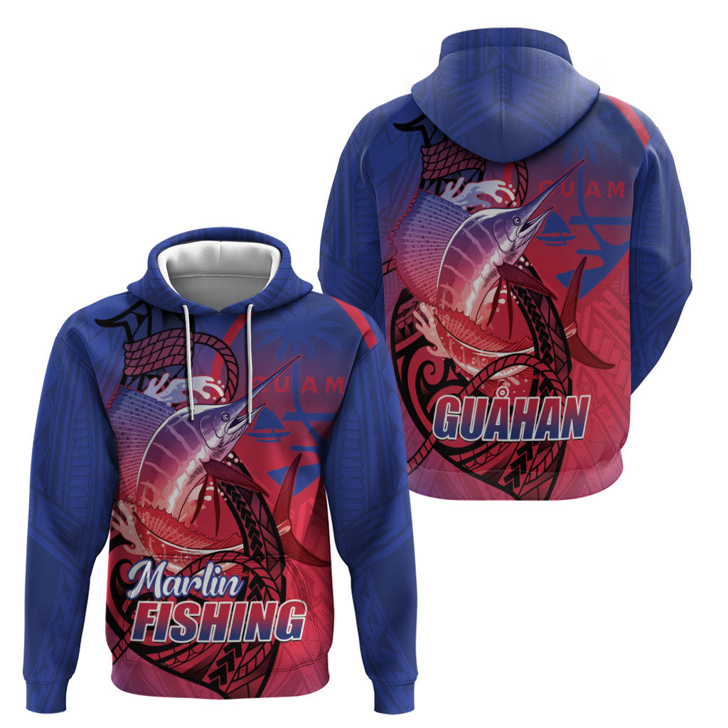 Guam Blue Marlin Fishing Zip Hoodie Guahan Fish Hook Tattoo LT14 - Polynesian Pride