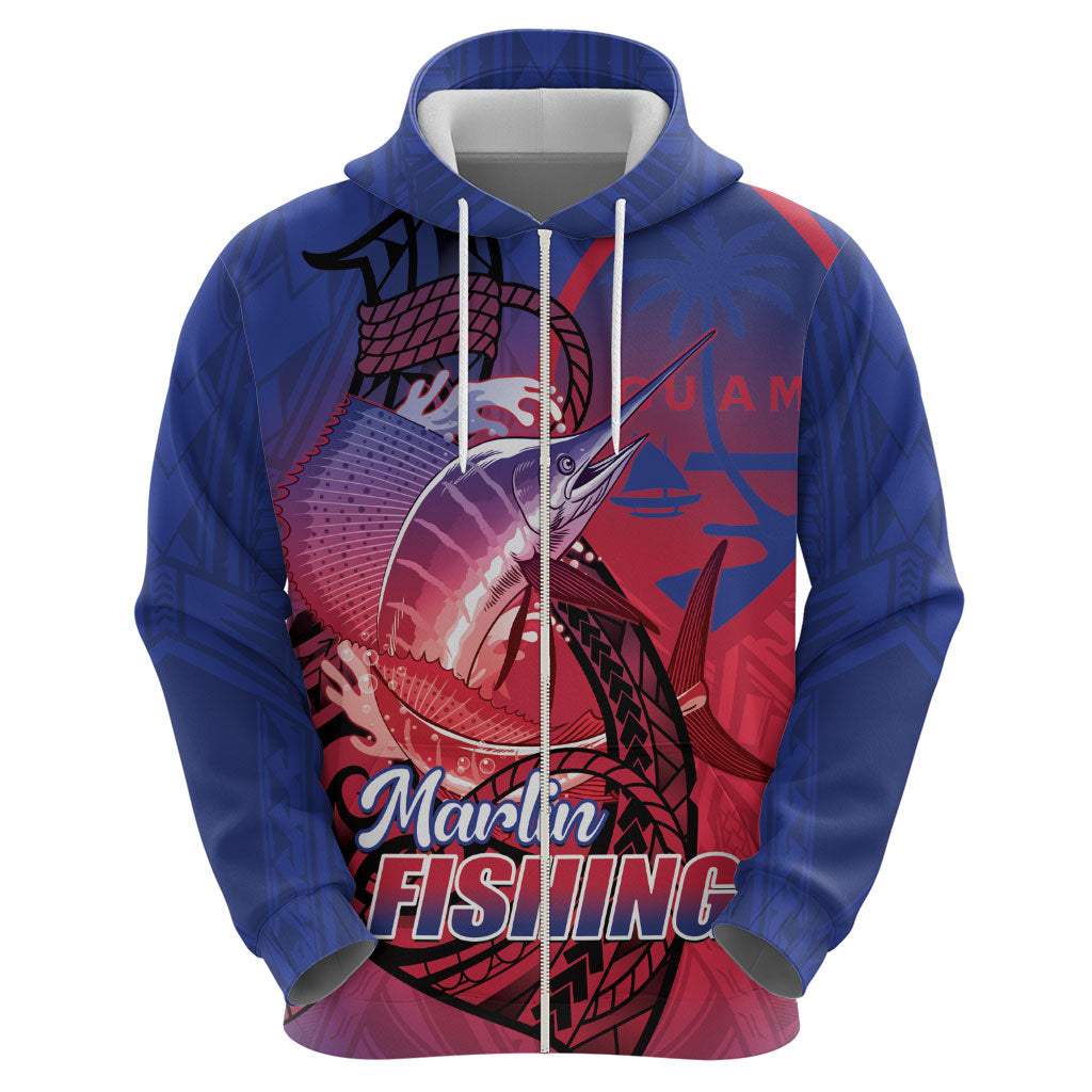 Guam Blue Marlin Fishing Zip Hoodie Guahan Fish Hook Tattoo LT14 - Polynesian Pride