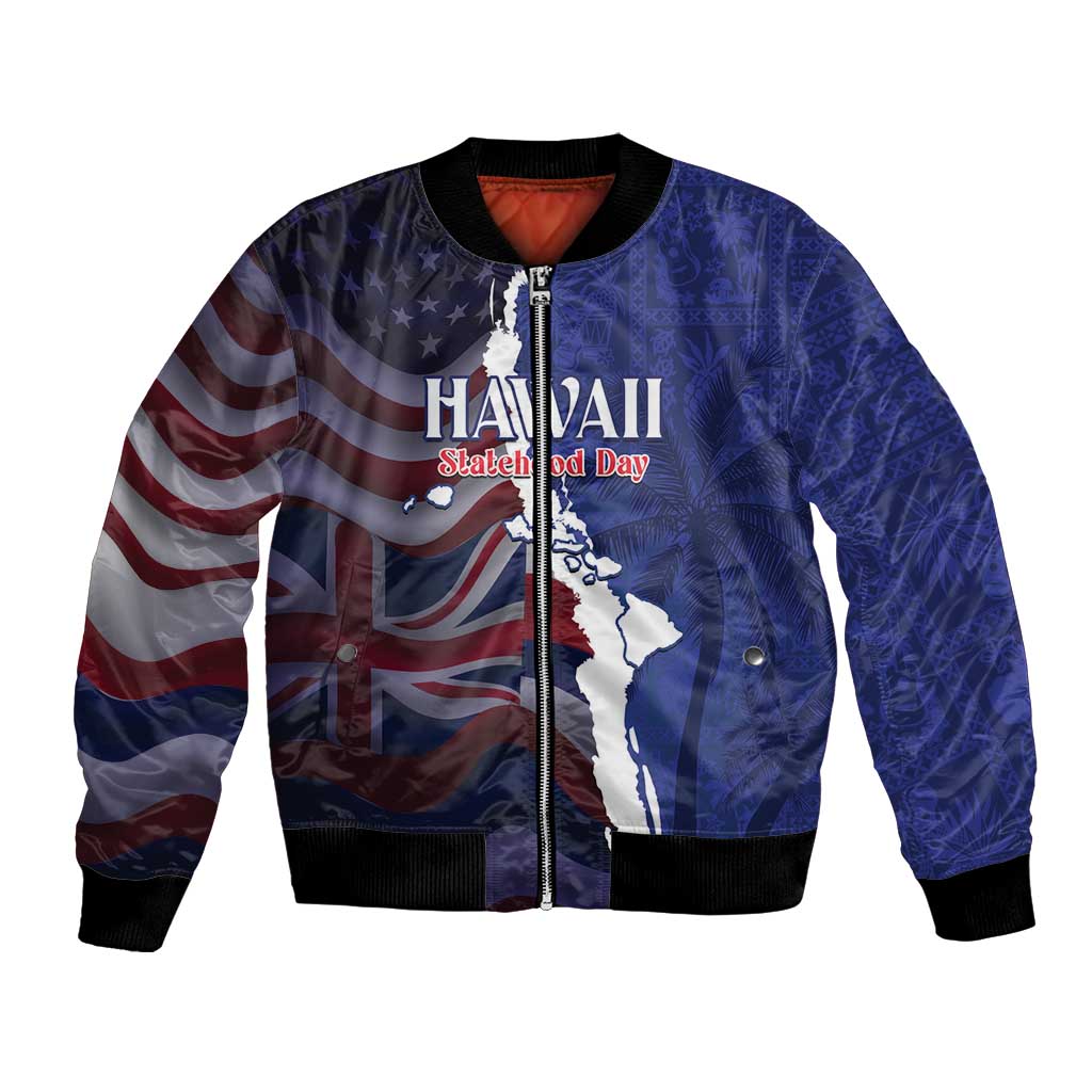 Personalized Hawaii Statehood Day Bomber Jacket 66th Anniversary LT14 Unisex Blue - Polynesian Pride