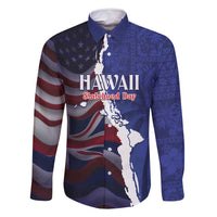Personalized Hawaii Statehood Day Family Matching Long Sleeve Bodycon Dress and Hawaiian Shirt 66th Anniversary LT14 Dad's Shirt - Long Sleeve Blue - Polynesian Pride