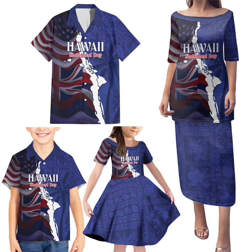 Personalized Hawaii Statehood Day Family Matching Puletasi and Hawaiian Shirt 66th Anniversary - Polynesian Pride