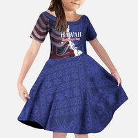 Personalized Hawaii Statehood Day Family Matching Short Sleeve Bodycon Dress and Hawaiian Shirt 66th Anniversary LT14 Daughter's Dress Blue - Polynesian Pride