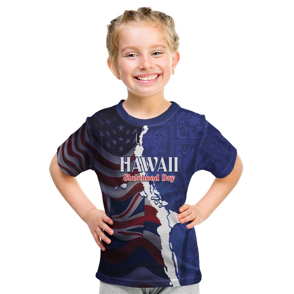 Personalized Hawaii Statehood Day Kid T Shirt 66th Anniversary LT14 Blue - Polynesian Pride