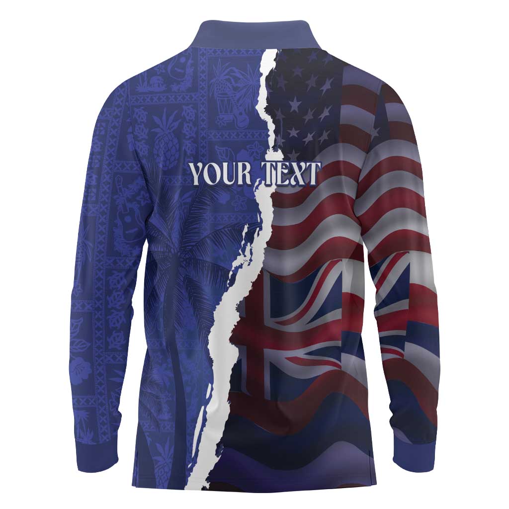 Personalized Hawaii Statehood Day Long Sleeve Polo Shirt 66th Anniversary - Polynesian Pride