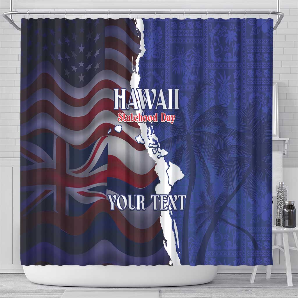 Personalized Hawaii Statehood Day Shower Curtain 66th Anniversary - Polynesian Pride