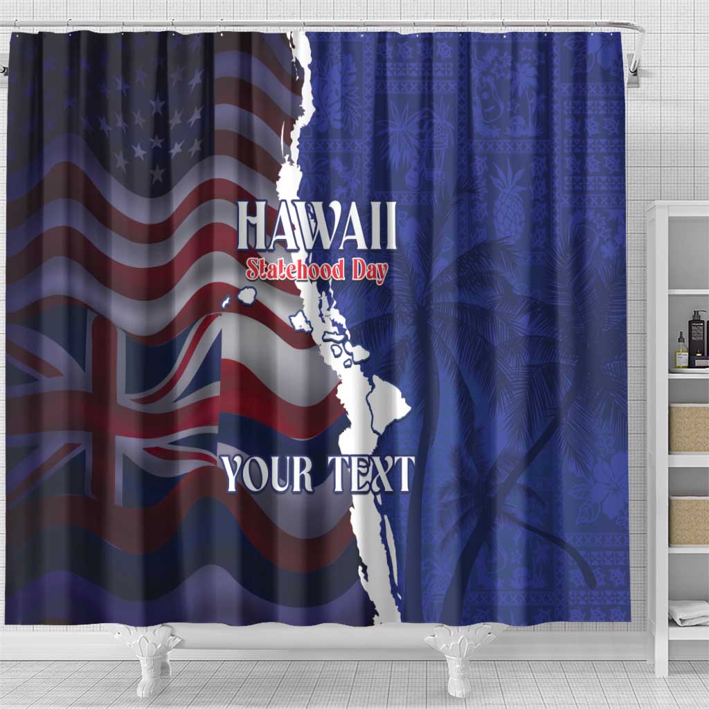 Personalized Hawaii Statehood Day Shower Curtain 66th Anniversary - Polynesian Pride