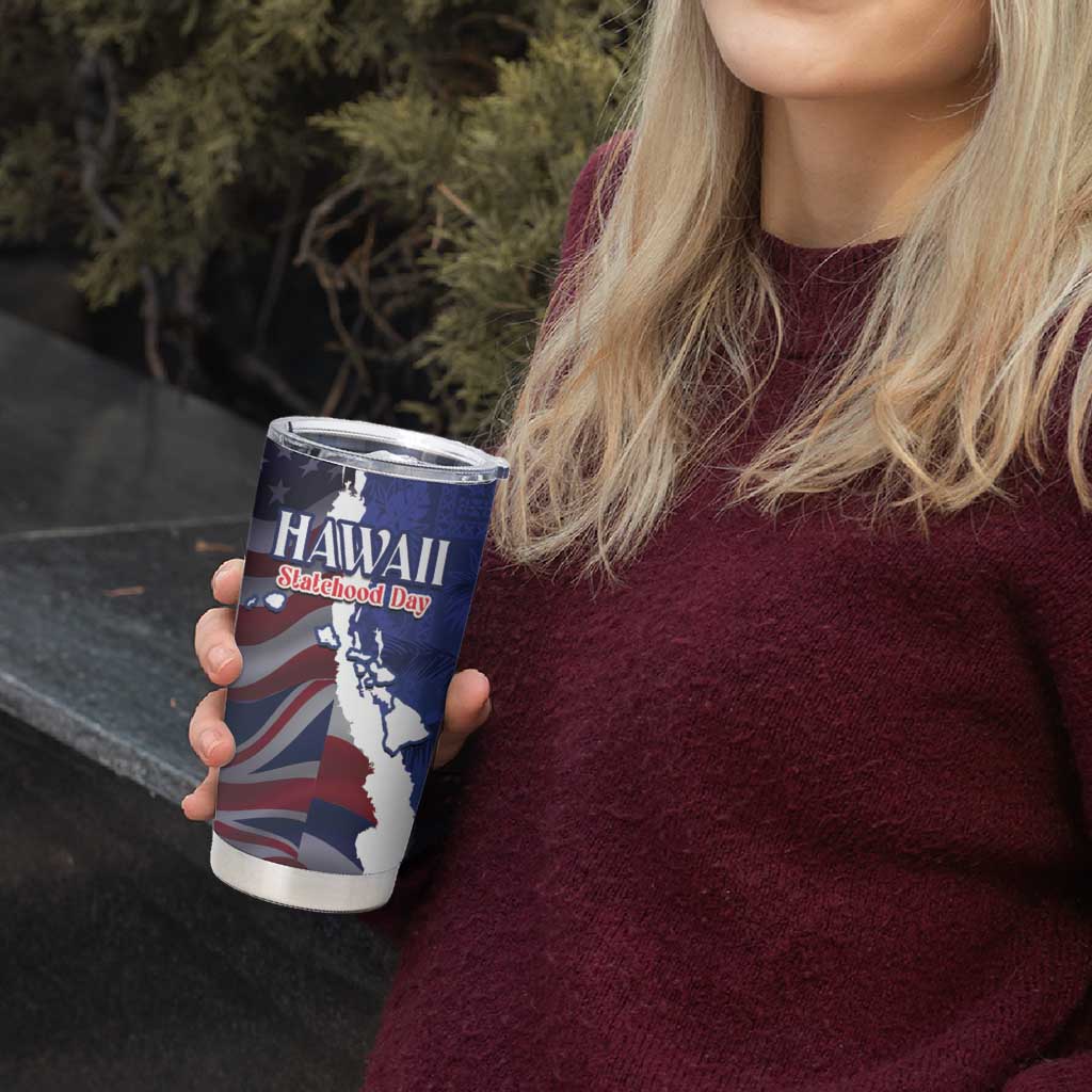 Personalized Hawaii Statehood Day Tumbler Cup 66th Anniversary - Polynesian Pride