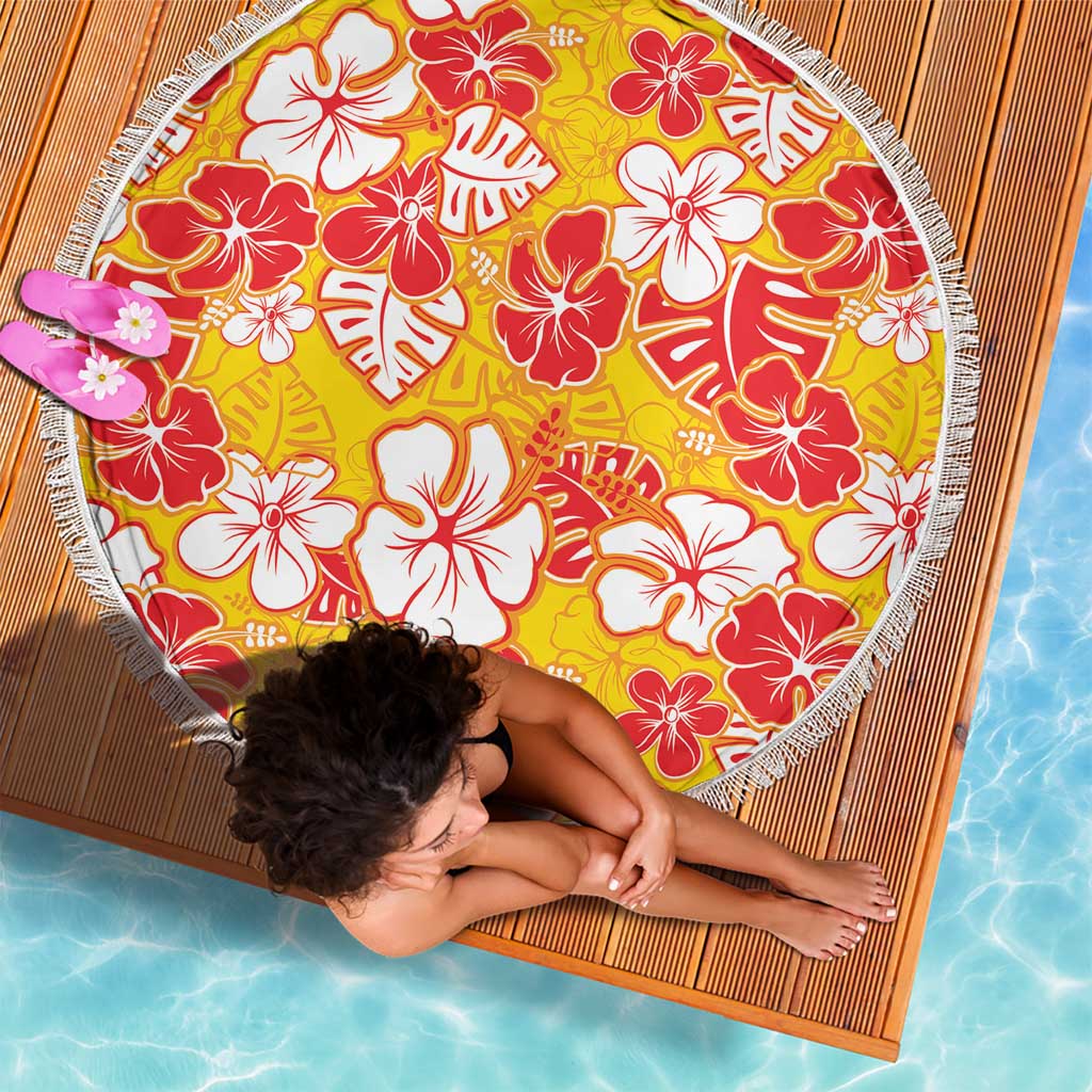 Yellow Hawaii Hibiscus Beach Blanket Tropical Flowers Seamless Pattern - Polynesian Pride