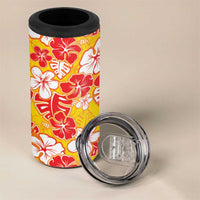 Yellow Hawaii Hibiscus 4 in 1 Can Cooler Tumbler Tropical Flowers Seamless Pattern - Polynesian Pride