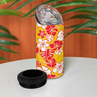 Yellow Hawaii Hibiscus 4 in 1 Can Cooler Tumbler Tropical Flowers Seamless Pattern - Polynesian Pride