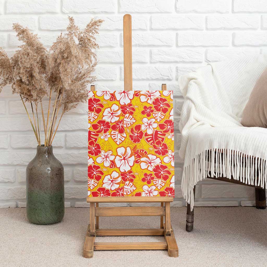 Yellow Hawaii Hibiscus Canvas Wall Art Tropical Flowers Seamless Pattern - Polynesian Pride