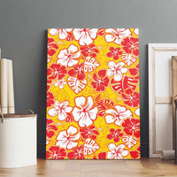 Yellow Hawaii Hibiscus Canvas Wall Art Tropical Flowers Seamless Pattern - Polynesian Pride