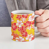 Yellow Hawaii Hibiscus Ceramic Mug Tropical Flowers Seamless Pattern - Polynesian Pride