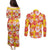 Yellow Hawaii Hibiscus Couples Matching Puletasi and Long Sleeve Button Shirt Tropical Flowers Seamless Pattern - Polynesian Pride